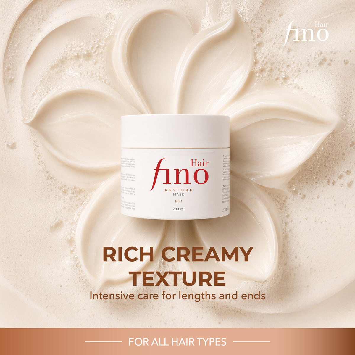 Masque RESTORE No.1 sur une texture de crème ondulée