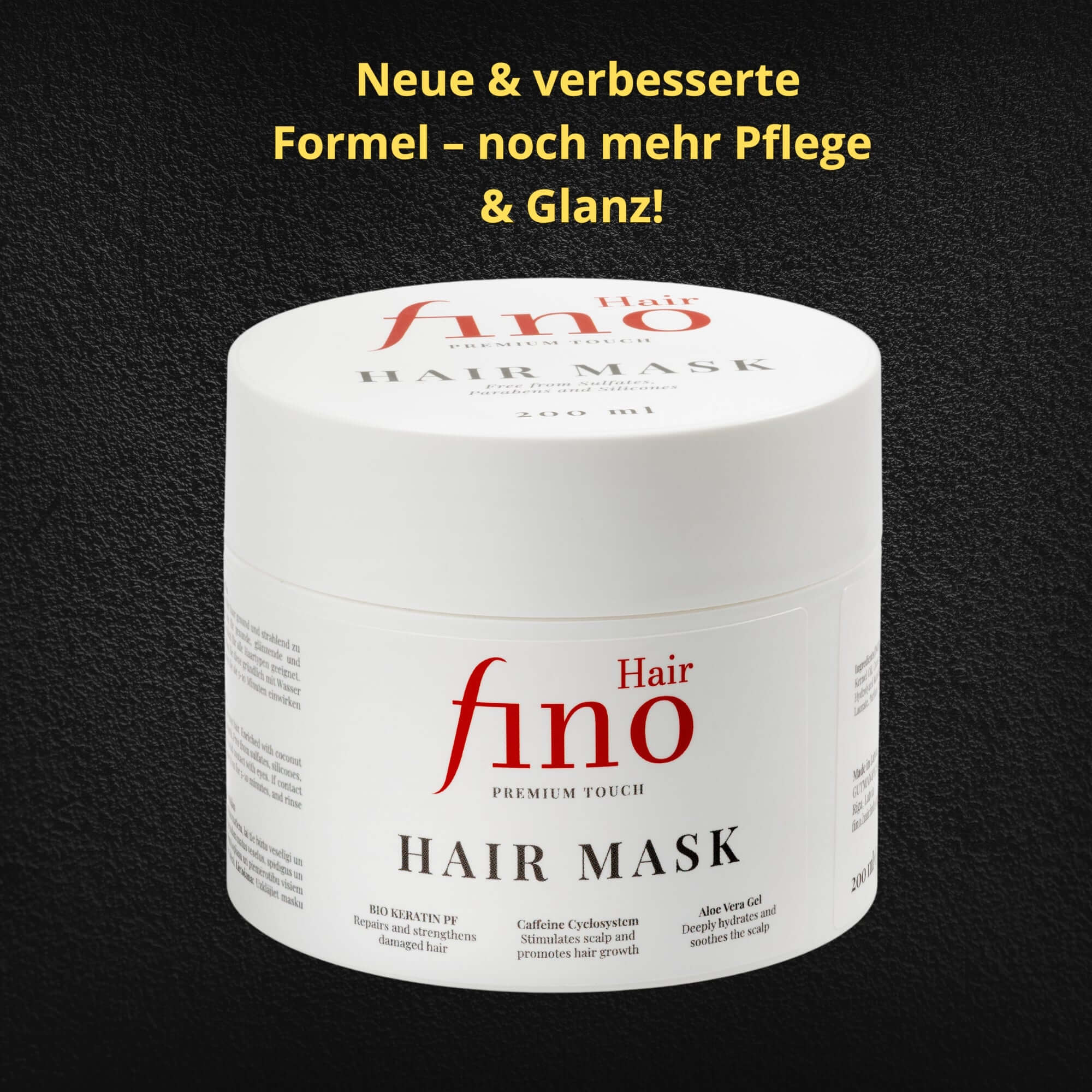 Tiefenpflege Haarmaske mit Biotin Keratin Koffein – Reparatur für geschädigtes Haar, Feuchtigkeitspflege, Anti Haarbruch – fino Hair