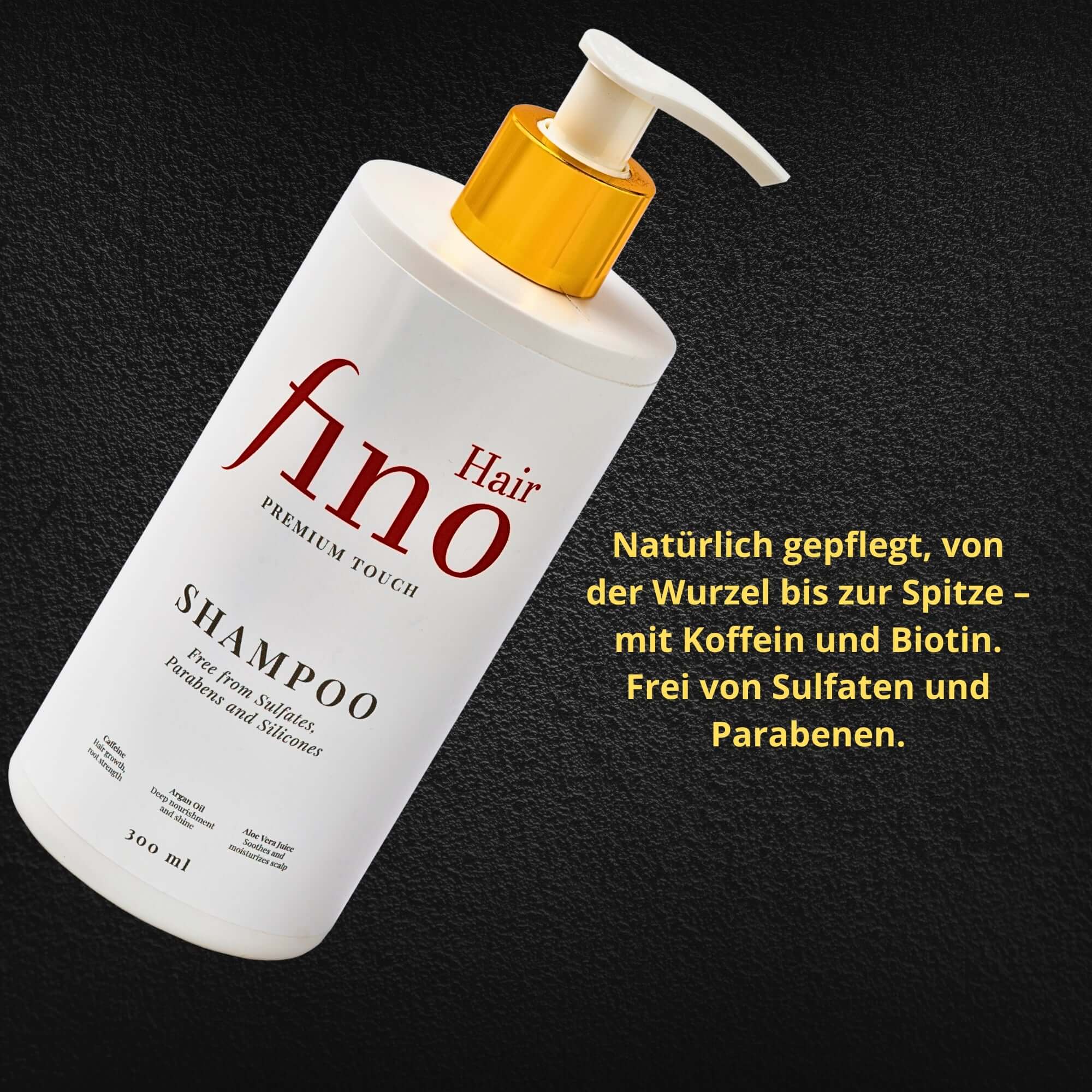 Fino Hair Premium Touch Shampoo Rückseite – Inhaltsstoffe mit Biotin, Keratin & Koffein, passend zu fino hair mask & fino conditioner
