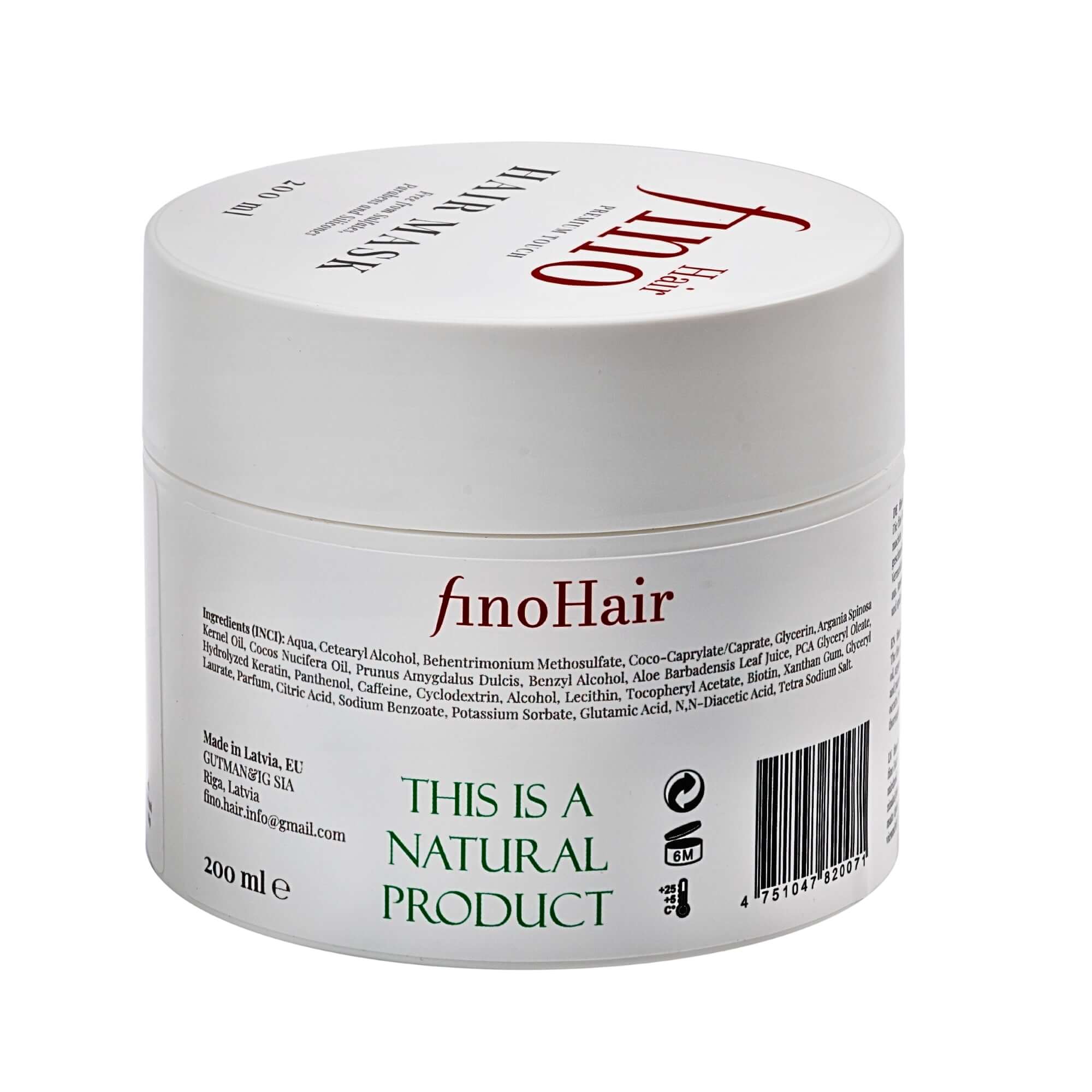 Biotin Keratin Koffein Haarmaske für trockenes strapaziertes Haar – fino Hair Premium Touch ohne Parabene Silikone vegane Formel